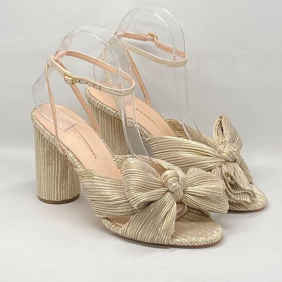 Loeffler Randall Camellia Knotted Lamé Sandals size 8 - Picture 3 of 12